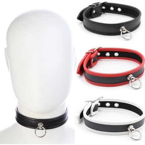 Sexy Leather Punk Choker Restraints Collar Strap W Leash Chain For Fetish Slave Cosplay BDSM Bondage Harajuku Festival Jewelry