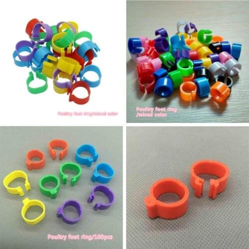 100 pieces of foot ring foot ring plastic clip ring pigeon quail foot ring farm animal identification tool color foot ring mix
