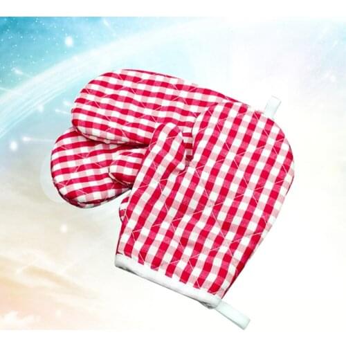 2pcs Kids Heat Insulation Anti-scald Gloves Kitchen Microwave Oven Gloves Mitts Baking Gloves