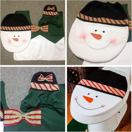 3pcs/lot bathroom snowman Toilet Seat Cover rug set christmas gift new year Xmas christmas decoration enfeites de natal navidad