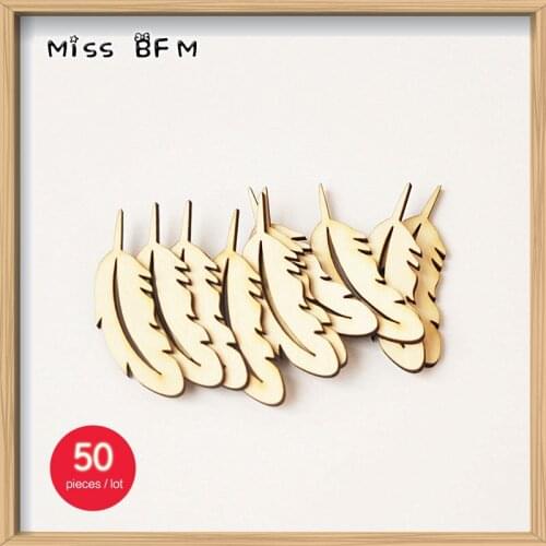 50pcs 55x20mm Wooden Leaf Wood Crafts Home Wedding Party DIY Decorations Favors Crapbooking Card Craft Embellishments