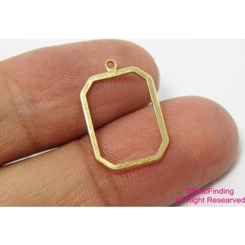 Brass charm rectangle earring pendant 18.6x13mm Raw brass Geometric findings -50pcs R612