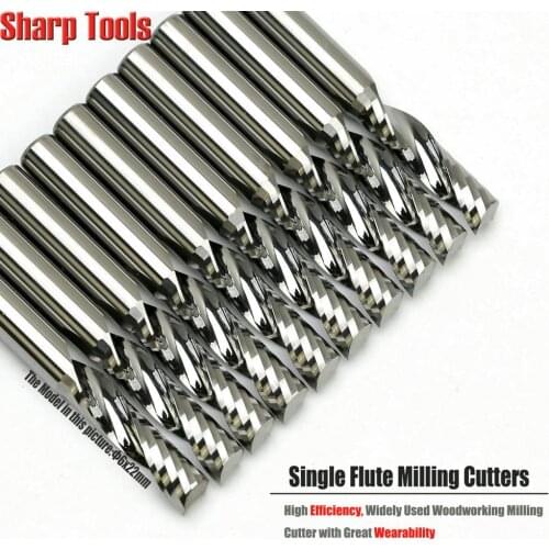 6*22mm 1 Flute Tungsten Carbide Milling Cutter CNC Carving Router Bits Set Spiral Engraving Tools End Mill for Acrylic Cutting