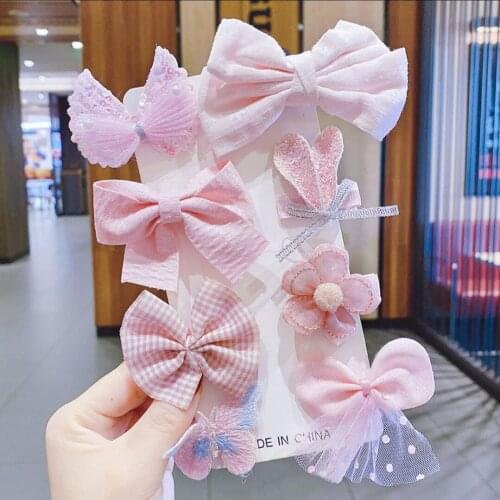 8Pcs/Set Flower Lattice Bow Kids Hairpins Cute Children Hairclips Girls Barrettes Baby Hair Accessories pinzas para el pelo 2021