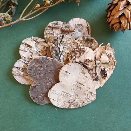 8pcs,Natural Heart-shaped dried Birch Bark,flower bark for christmas gift box decoration,Wedding Party Home decor,photo props