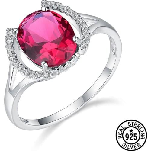 Dyson 925 Sterling Silver Rings For Women Created Ruby Oval Ring Wedding Elegant Party Anniversary Gifts Fine Jewelry Wholesale