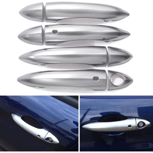 BBQ@FUKA For Alfa Romeo Giulia 2017 Car Door Handle Cover Trim Protector w/Smart Hole Shine Matte Silver