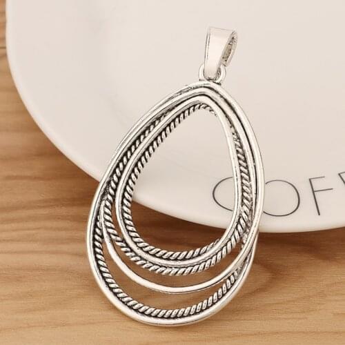 2 Pieces Large Tibetan Silver Open Oval Charms Pendants for Necklace Jewellery Making Accessories 84x46mm