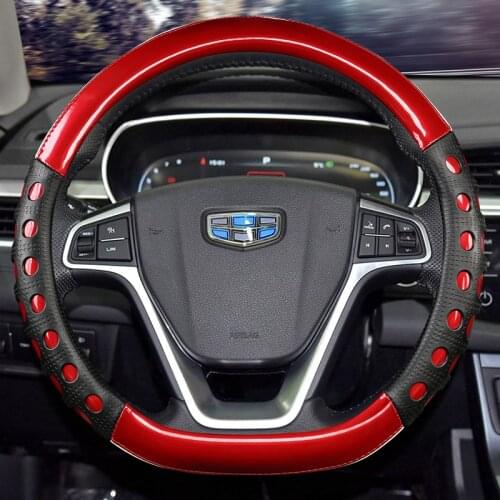 D Shape Steering Wheel Cover PU Leather for Geely Atlas Emgrand EC7 Coolray VW Golf 7 Hyundai Santa fe 2014-2020