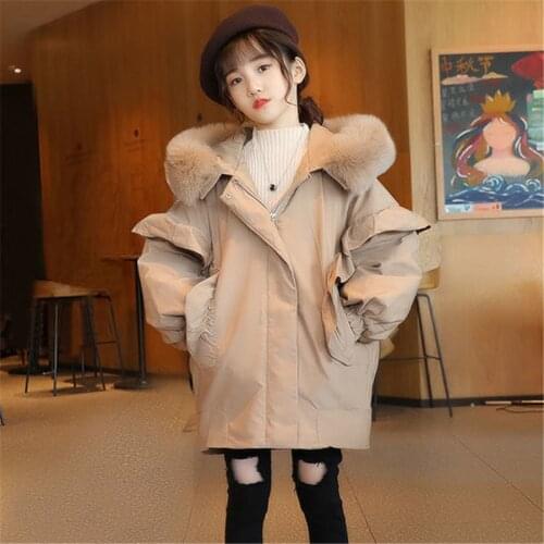 2020 New Fashion Children Winter down cotton Jacket Girl clothes Kids Warm Thick clothing Hooded long Coat For Teenage 4Y-13Y