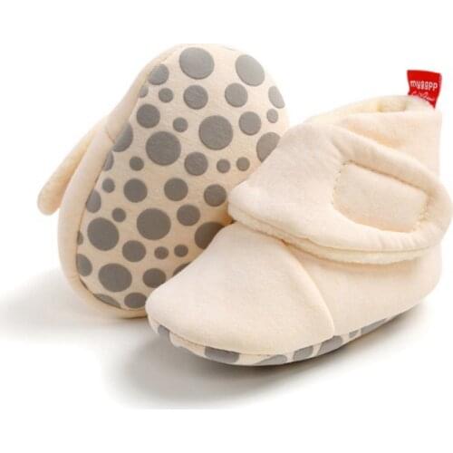 Newborn Baby Boys Girls Fleece Booties With Grippers Stay Socks Infant Toddler Crib Winter Shoes For Boys Girls
