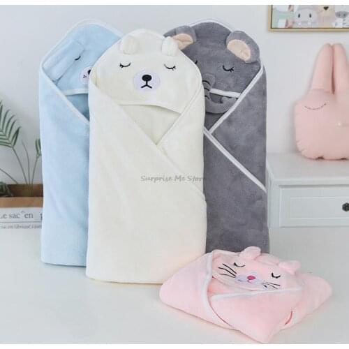Baby Hooded Bath Towel Newborn Cute Cartoon Cute Animal Ultra Absorbent Super Soft Shower Swaddle Toddler Bathrobe Towel Blanket