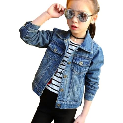 4-13Years Big Girls Denim Jackets 2018 Fashion Children Outwear Coat Spring Autumn Kids Girls Jeans Jacket BC196