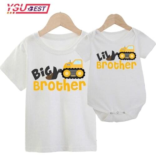 Family Look T-shirt Big brother Little Brother Construction Truck T-shirt Father and Son Family Matching Outfits Mommy and Me