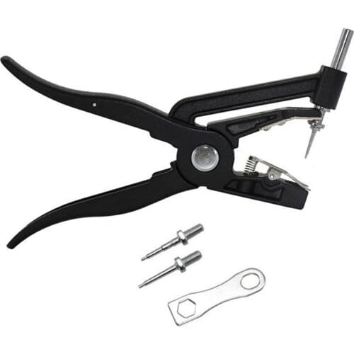 1Set Hydraulic Ear Tag Pliers Animal Control Device Black Metal Ear Thorn Tongs Swine Cow Sheep Rabbit Identification Tool