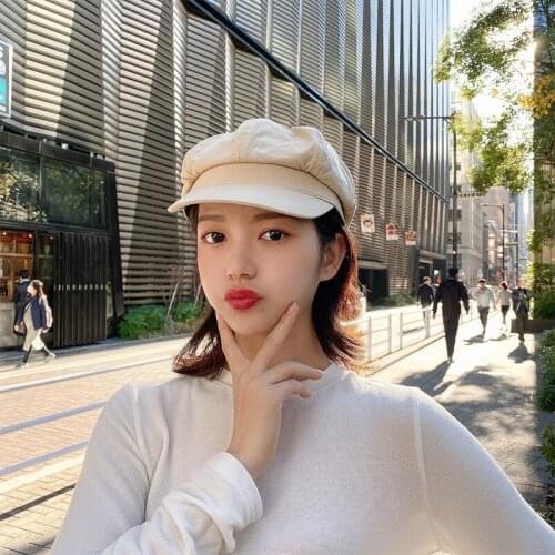 Cotton Women Beret Autumn Winter Octagonal Cap Hats Stylish Artist Painter Newsboy Caps Black Yellow Pink Khaki Beret Hats