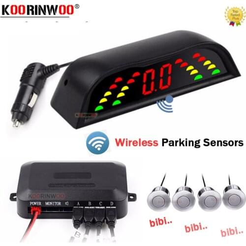 Koorinwoo Wireless Parking Sensors With LED Screen Radars Detector Black/Silver/Grey Colors Alert Car Parktronic 22mm Sounds 12V