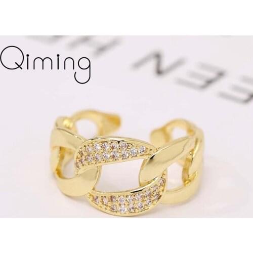 Korean Fashion Geometric Ring Ladies Female Temperament Simple Versatile Open Zircon Crystal Ring Womens Jewelry Gift