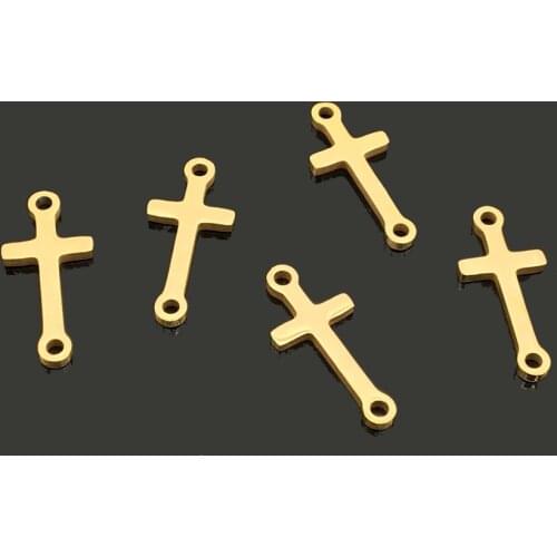10pcs Cross Gold Stainless Steel Bracelet Necklace Charm for DIY Jewelry Making