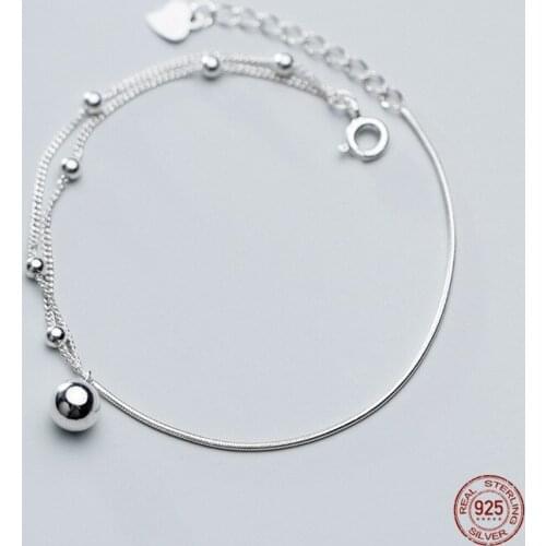 LKO new arrive fashion silver 925 simple fashion ball beads bracelet for women S925 romantic Sweet bracelet for girls