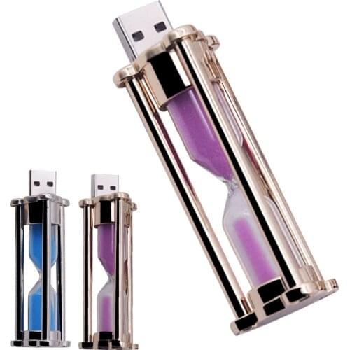 Metal Hourglass shape pendrive 8GB 16GB 32GB USB 2.0 flash drive 64GB 128GB Memory Drive Flash USB Stick Cool drive best gift