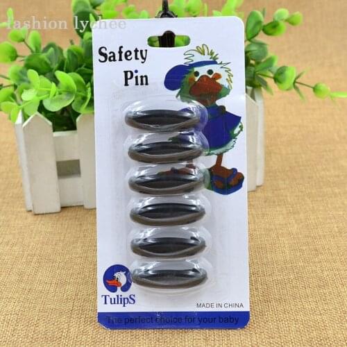 Fashion lychee 6 Pcs Multi Color Islamic Muslim Rhinestone Simple Plastic Brooch Pins Safety Head Scarf Pin Lapel Pins For Women