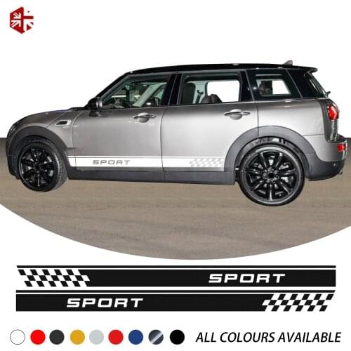 2 Pcs Racing Sport Checkered Styling Car Door Side Stripes Sticker Body Decal For MINI Cooper S Clubman F54 Accessories