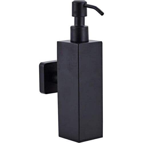 304 Stainless Steel Wall Mounted Liquid Soap Dispenser Bottle Kitchen Bathroom Sink Lotion Hand Pump Black 200ml Hanging Bottle
