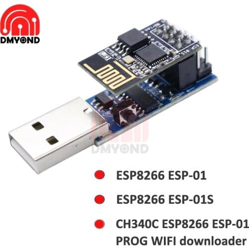 New DC 5V CH340C ESP8266 ESP-01 ESP Prog WIFI Downloader ESP8266 Programmer Adapter ESP8266 ESP-01 ESP-01S Module USB Type A
