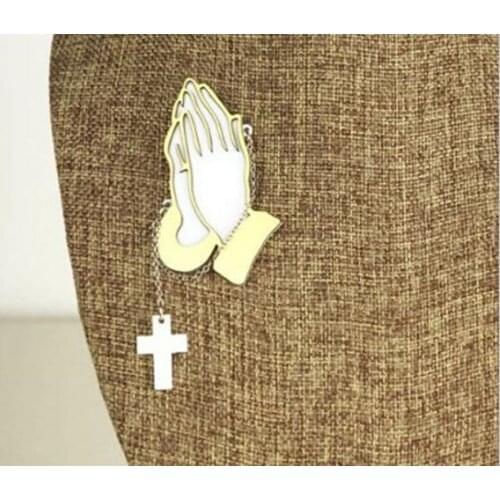 New design religions Jesus hands cross brooches brooch pins for men women fashion jewelry cross charm brooches accessories