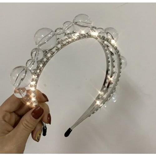 Baroque Jewelry Headband Multilayer Rhinestone Clear Crystal Ball Beaded Hair Hoop Ladies Wedding Prom Party Headdress