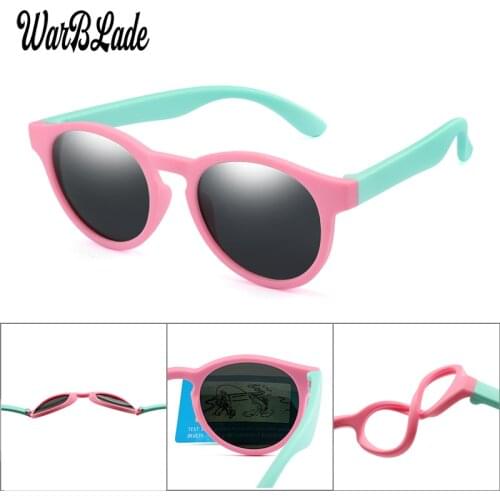 2020 New Kids Sunglasses Polarized Boys Girls Round Safety Sun Glasses Child Baby Eyewear Silicone Eyeglasses UV400 WarBLade