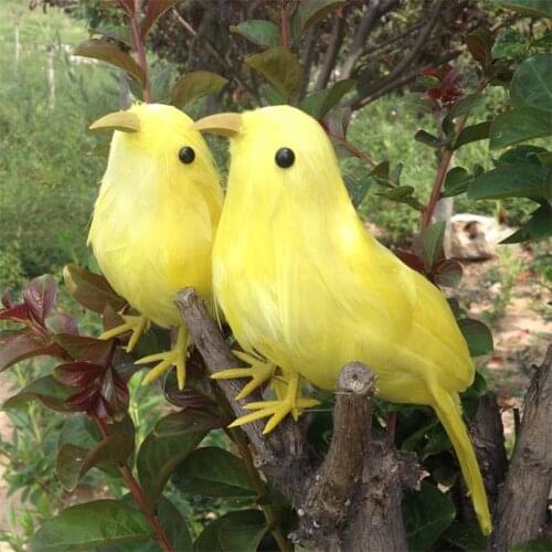 A pair of cute simulation yellow bird doll plastic & furs yellow bird model gift about 22cm 1225