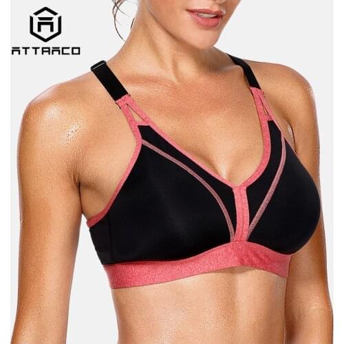 Attraco Women Sports Bra High Impact Support Backcross Yoga Bra Running Workout Bra Underwear Professional Fitness Sports Top