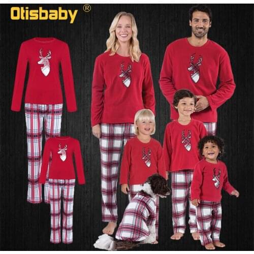 Christmas Matching Family Outfits Pajamas Daddys Girl Mother Daughter Mommy Match Printed Elk T-shirt Plaid Pants Couple Clothes