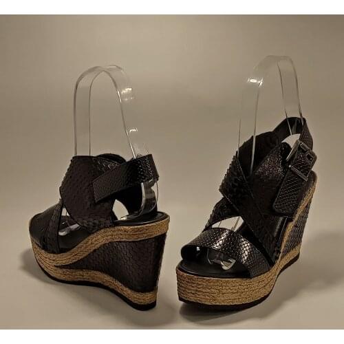 Women Platform Sandals Black Blue Beige Color Spring Summer Slippers New Fashion Comfy Slip On Genuine Leather Beach Shoes