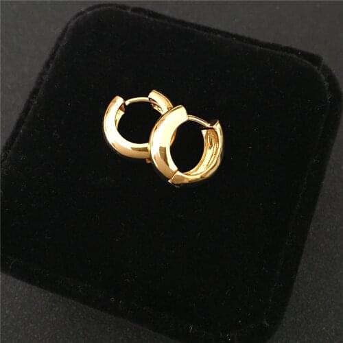 Bohemia Gold Color Plating Richness Plain 16mm Huggie Hoop Earrings For Women Classic Party Daily Office Decoration Jewelry