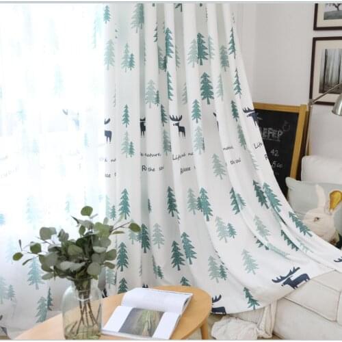 Curtains for Living Room Bedroom Elk Christmas Tree Simple Modern Nordic Velvet Commission Thick Curtains