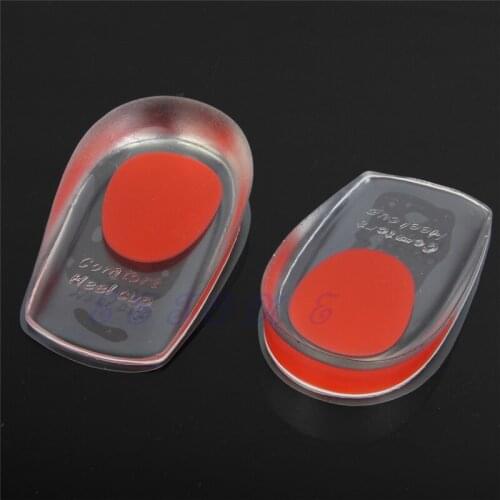 Inserts Heel Pain Spur Silicone Shoes Gel Pads Cushion Heel Cup Insoles Massager Men Blue Women Red Comfortable Fashion