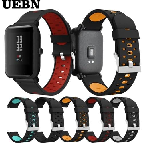 UEBN 20mm Silicone Replacement Breathable Watch Band For Xiaomi huami Amazfit bip Sport strap amazfit GTR 42mm & GTS bands