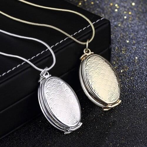 2018 Fashion Family Photo Frame Necklace For Women Silver Oval Pendant 45CM Chain Necklace Femme Top Quality Anniversary Gift
