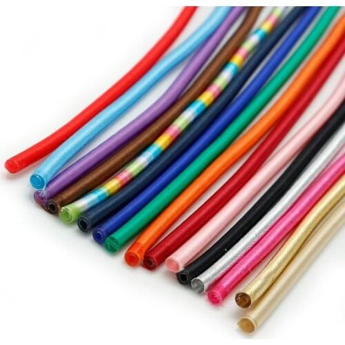 1pc 5x45cm Soft Rayon Silk Jewelry Cord Hollow Rubber Cords For Jewelry Making Multi-colors Rope String Clothes Craft Material