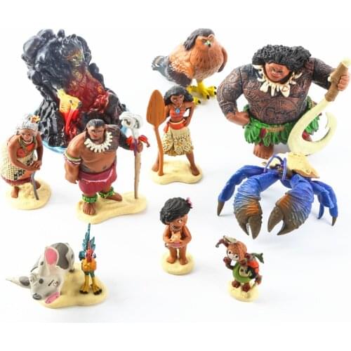 10pcs/set Tui Tala Heihei Pua Villager Tamatoa Dolls PVC Action Figure Toys Brinquedos 7-10cm Moana Tamatoa Dolls