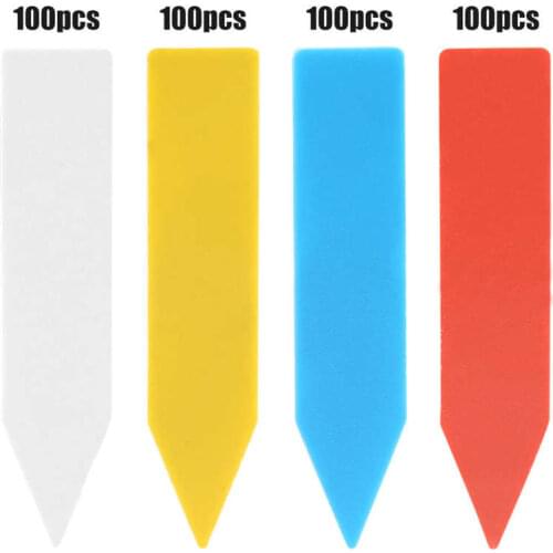 100 Pcs Plastic Flower Plant Seed Name Stake Tag Label Marker White/Blue/Yellow/Red