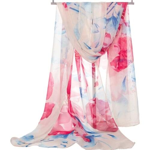 2020 NEW flower print georgette chiffon scarf silk square hijab cool shawl ladies foulard femme Scarves hair bufanda mujer