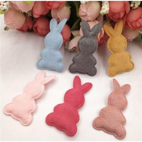 60pcs/lot Rabbit Shape Padded appliques for headwear decoration handmade hair clip accessories