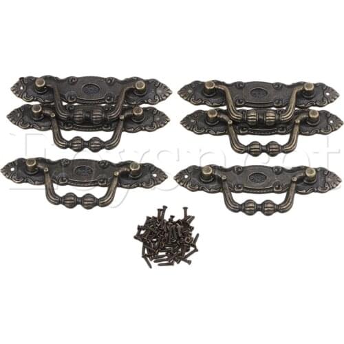 6x Zinc Alloy Bronze European Style Retro Pull Handle for Drawer Cabinet