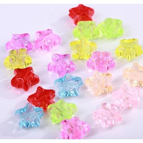 100pcs/lot 12mm Acrylic Five-pointed Star Beads for DIY Jewelry Making Bracelet Necklace Spacers Clear Loose Beads Accessories