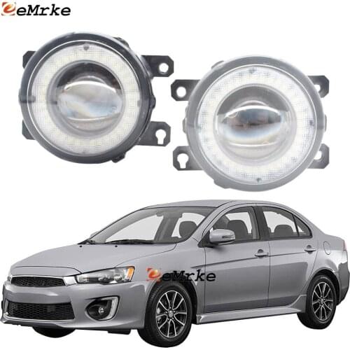 2 Pieces Car LED Lens Fog Lights Assembly Angel Eye DRL Daytime Runinng Light for Mitsubishi Lancer GT 2016 2017 2018 2019-2021