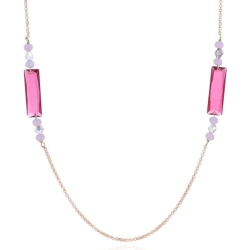 Badu Gold Chain Stainless Steel Necklace Four Color Crystal Long Chain Necklace Gift for Girls Christmas Party Jewelry